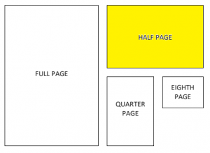 Half page - 9cm high x 12.8cm wide